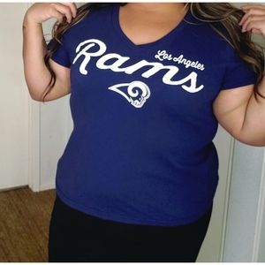Navy blue Los Angeles Rams v neck t shirt